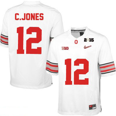 Ohio State Buckeyes Men's Cardale Jones #12 White Authentic Nike Diamond Quest 2015 Patch College NCAA Stitched Football Jersey PL19B66WR